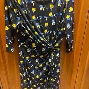 Ralph Lauren Navy Floral 3/4 Sleeve Dress